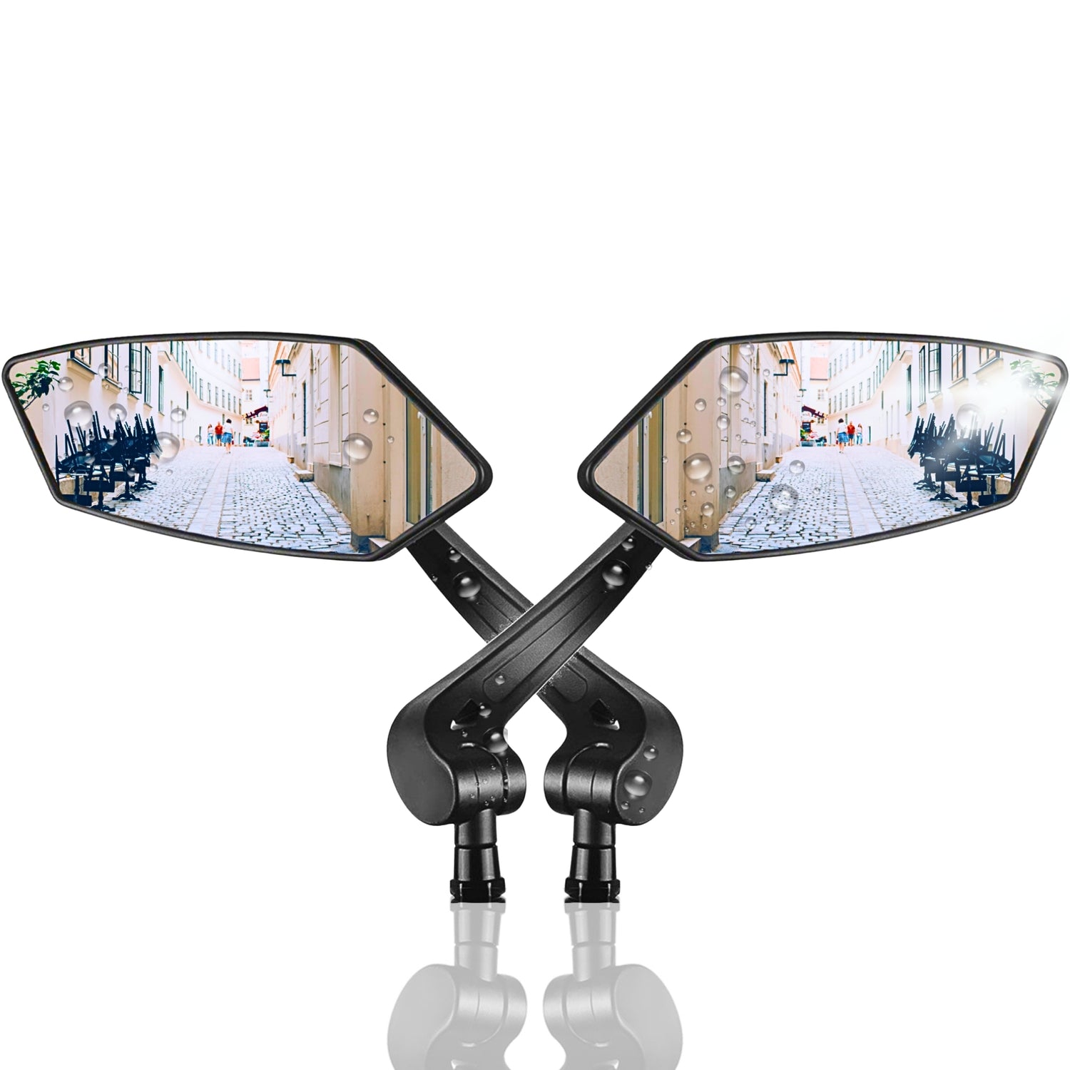 Scooterspiegels - Fietsspiegels - Links & Rechts - 360° Draaibaar - 20-24mm Diameter Stuurstang - 405 g