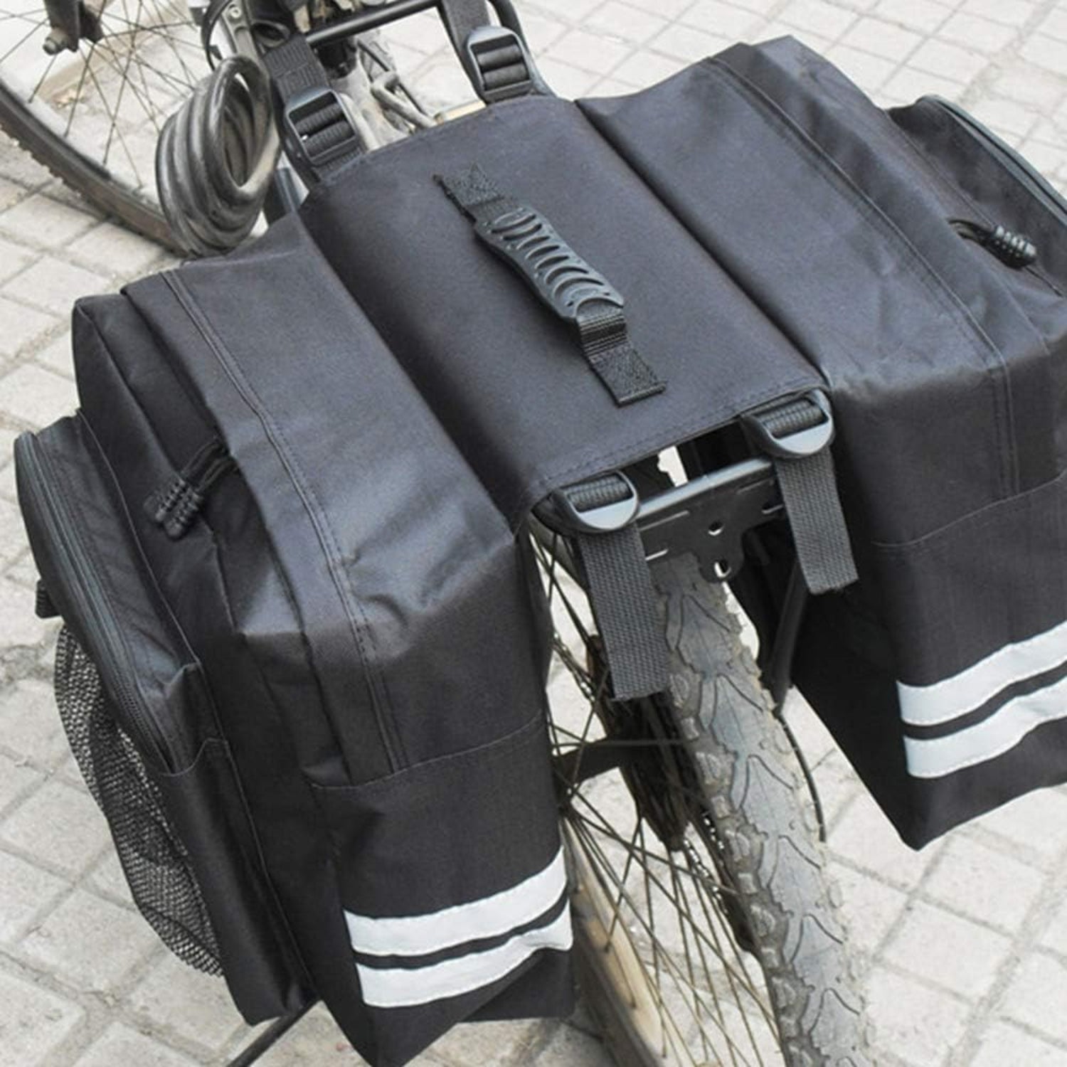 Dubbele Fietstassen - Zwart - Reflecterend - 15L per Fietstas