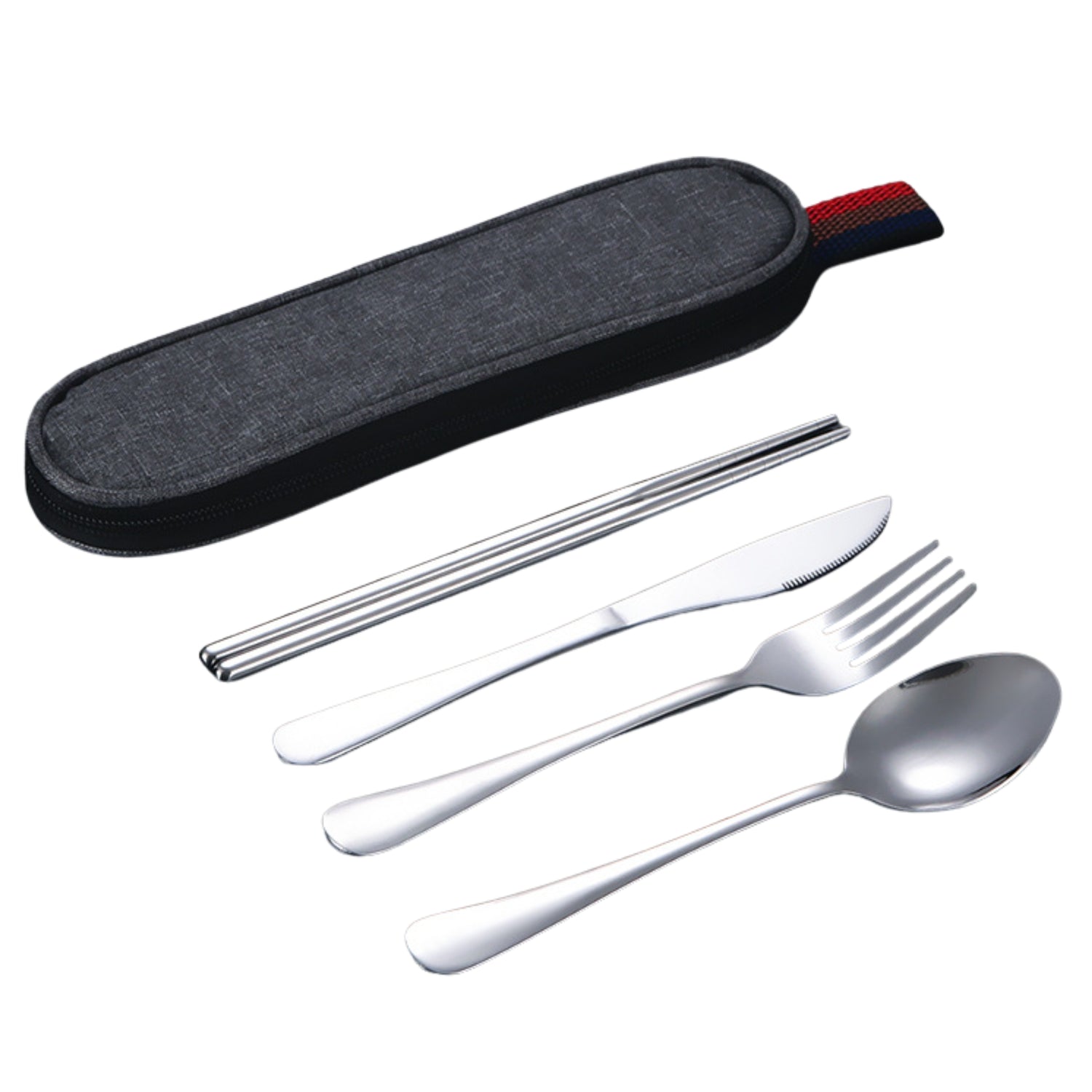 RAMBUX® - RVS Bestekset - Mes Vork Lepel & Stokjes - met Etui - Grijs