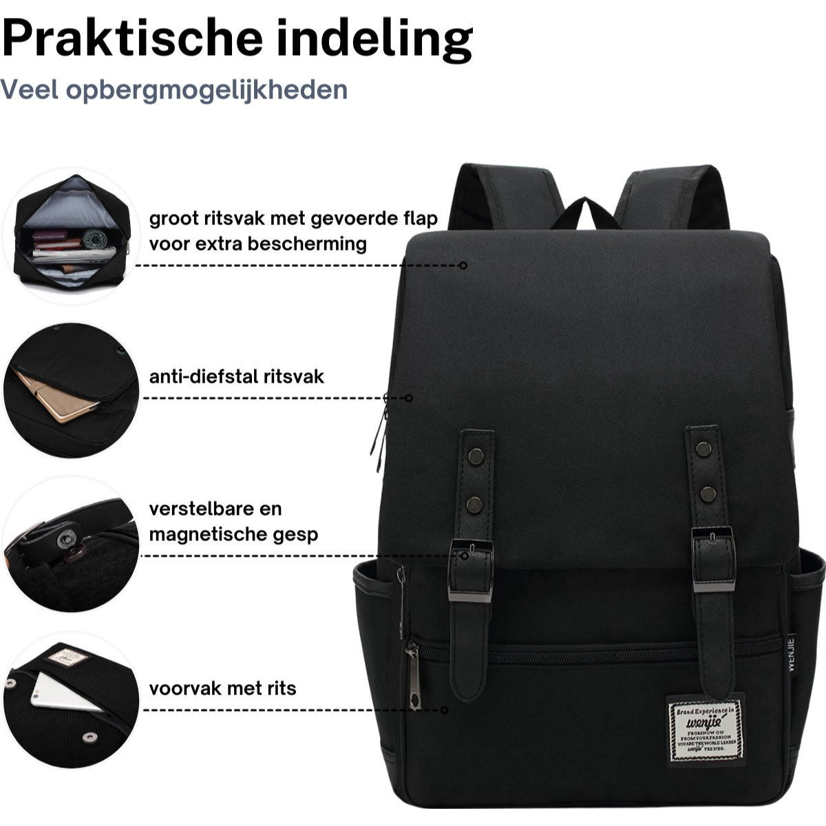 Canvas Tas - Rugzak - Zwart RAMBUX