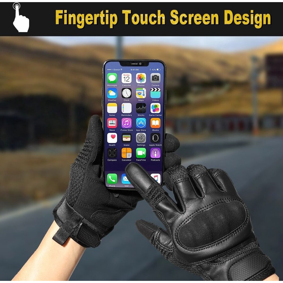 Ademende Motorhandschoenen Zwart