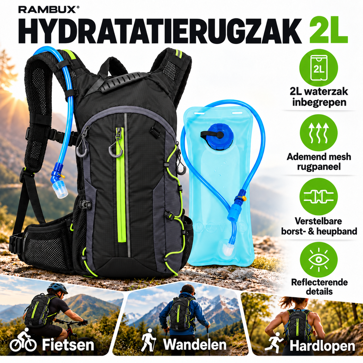 Hydratatie Rugzak Fluor 2 Liter