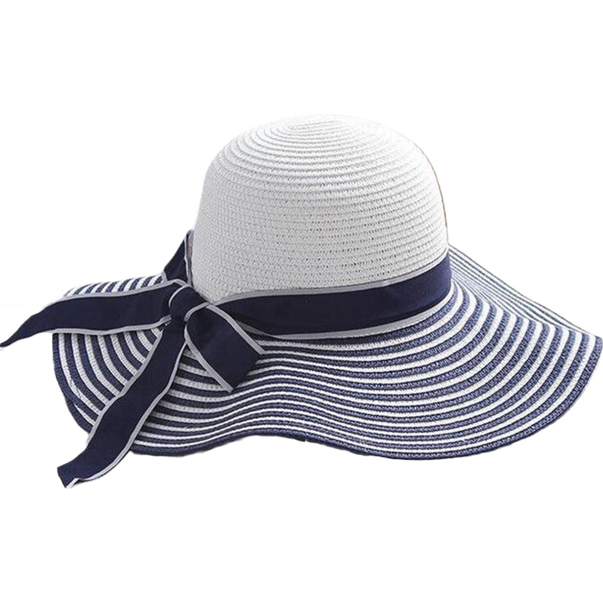 Zonnehoed Dames - Riet - Blauw-Wit RAMBUX