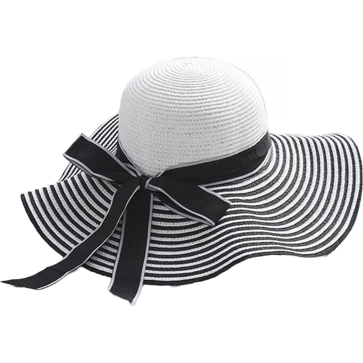 Zonnehoed Dames - Riet - Zwart-Wit RAMBUX