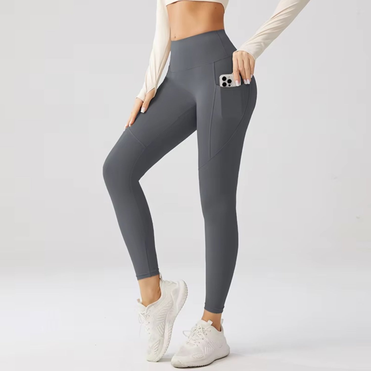 Sportlegging Dames Antraciet High Waist