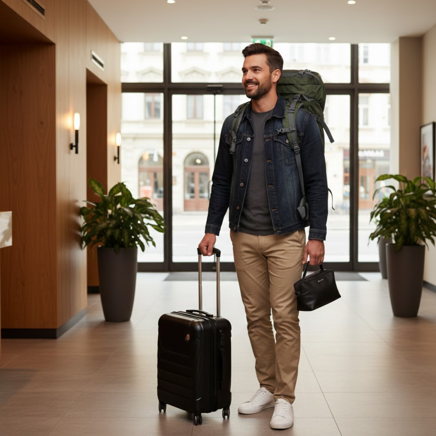 60L Trekking Rugzak Legergroen