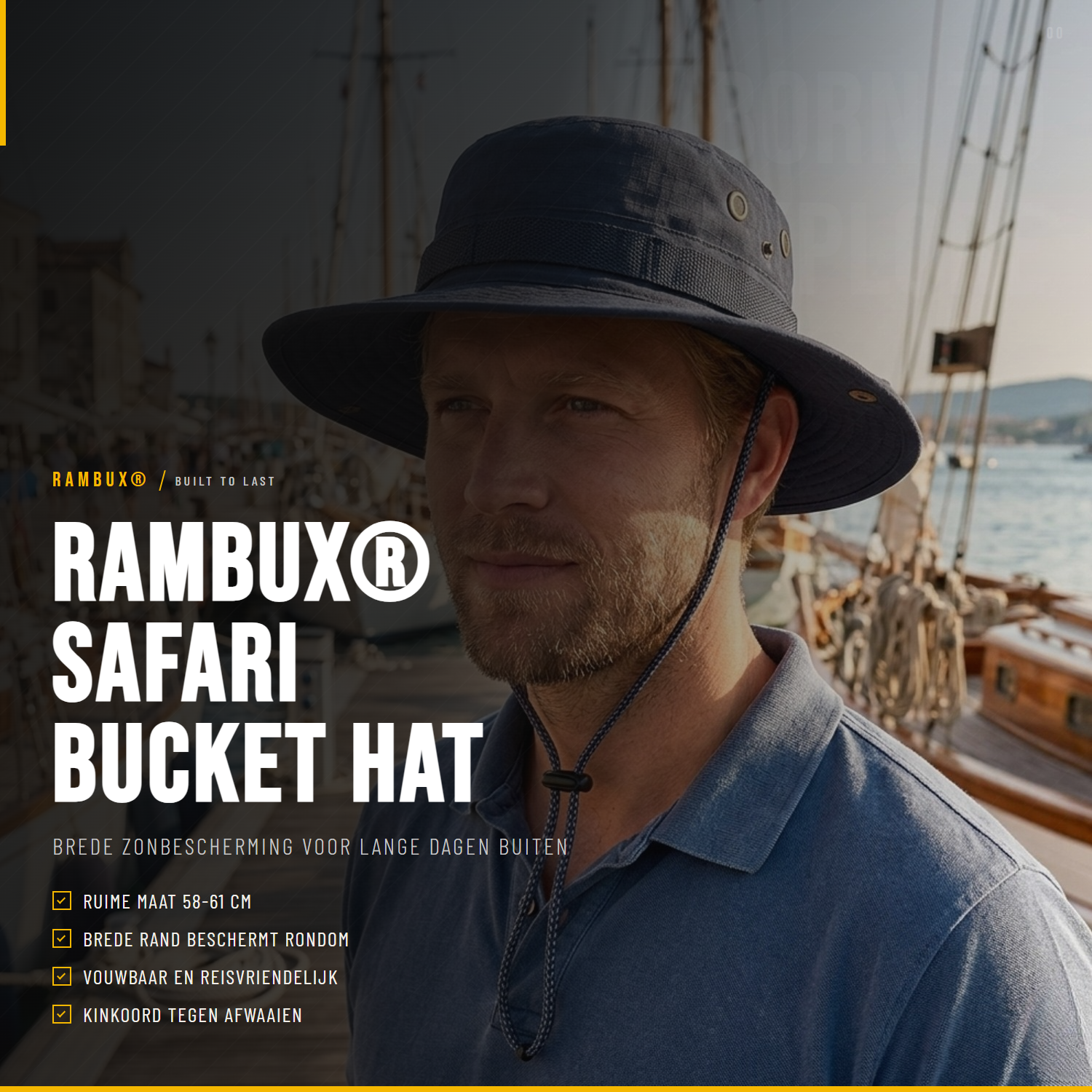 Bucket Hat Heren Lichtblauw